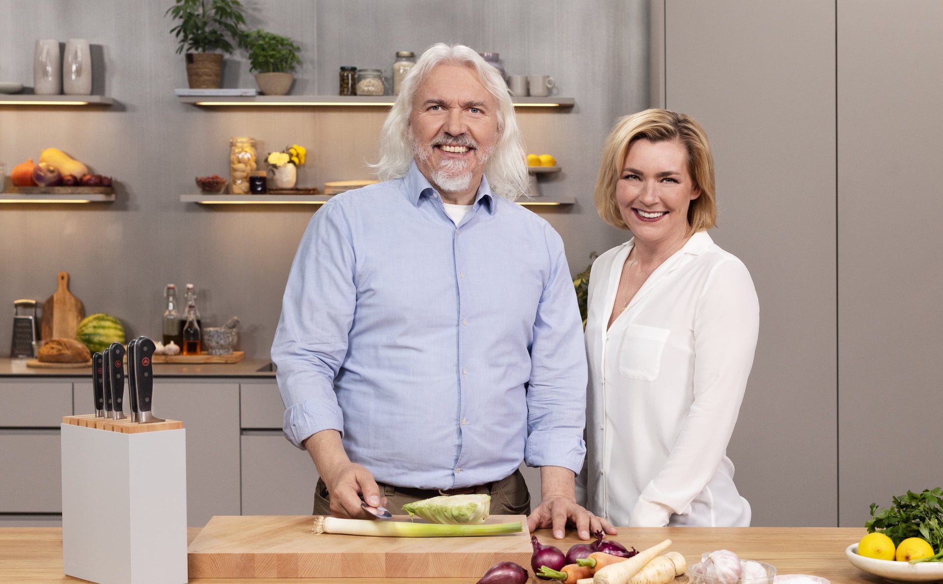 harald and viola wusthof standing at a cutting board