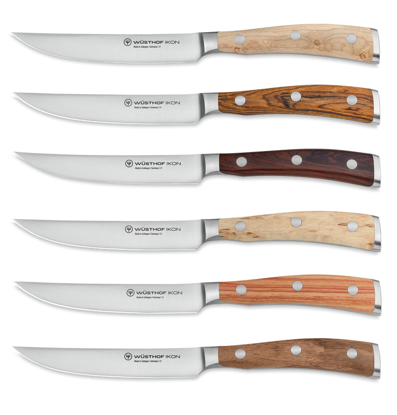 Ikon Selection 6-piece Steak Knife Set with Leather Knife Roll