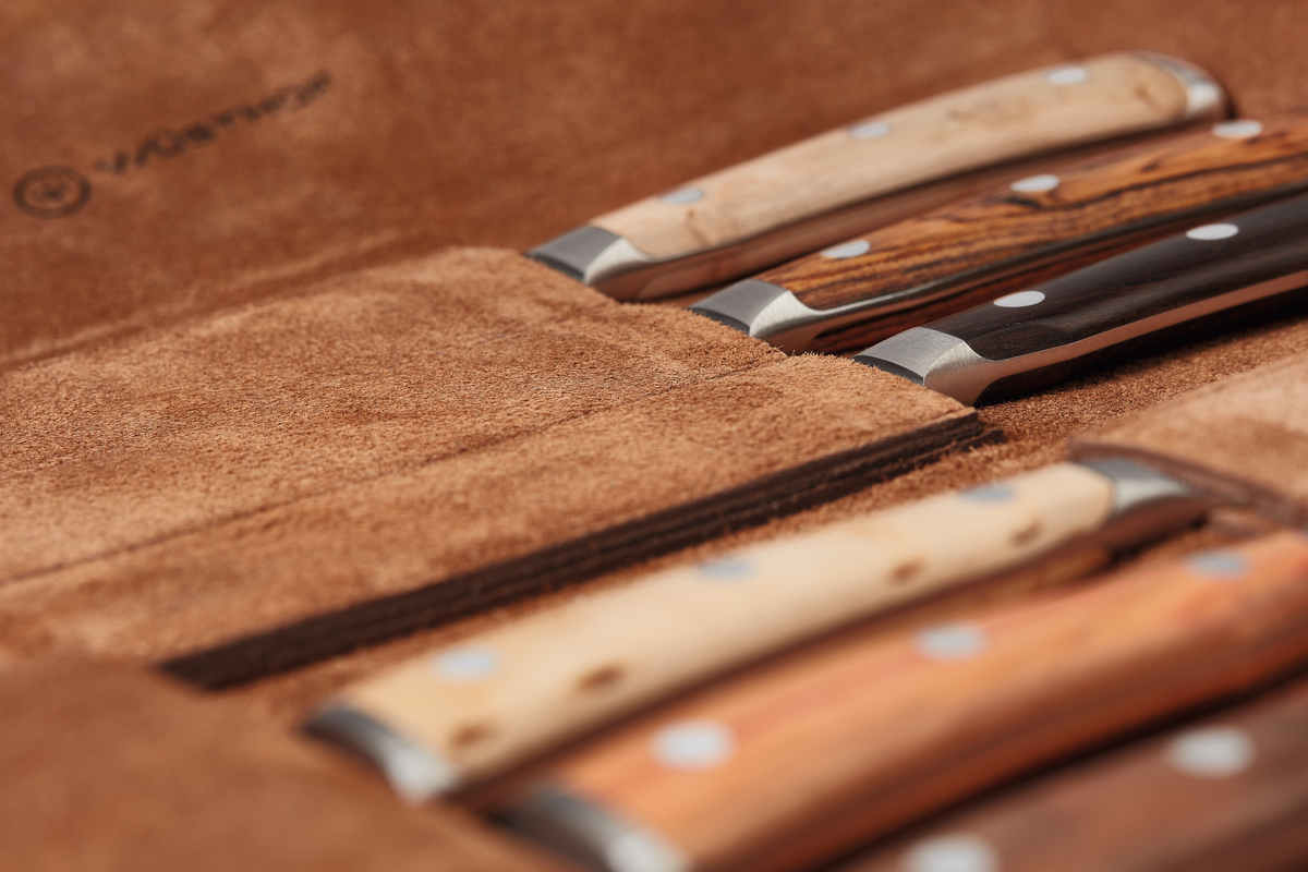 Ikon Selection 6-piece Steak Knife Set with Leather Knife Roll