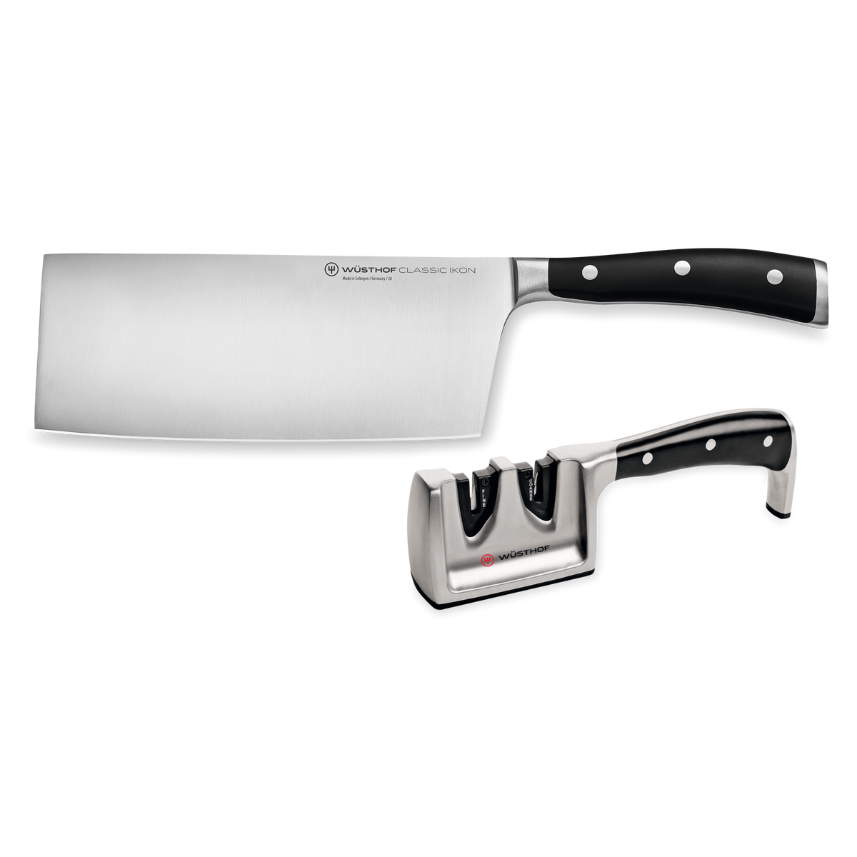 Classic Ikon 2-piece Chinese Chef's Knife and Sharpener Set
