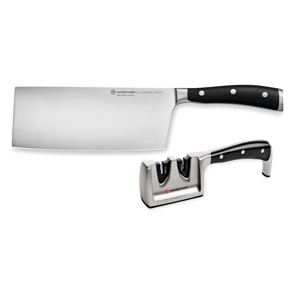 Classic Ikon 2-piece Chinese Chef's Knife and Sharpener Set